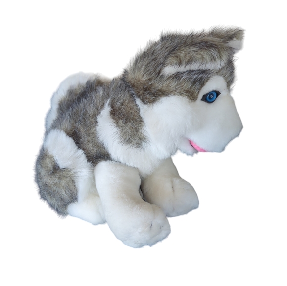 Siberian Husky Stuffed Dog Toy Animal Gray White - Picture 2 of 9